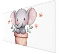 Mouse Mat White Mouse Pad Large 800 x 300 x 3mm Desk Mat Elephant Non-Slip Rubber Base, Waterproof Surface, Stitched Edges Gaming Mousepad, Home Computer Office Desk Accessories, Gifts for Men Y7-10