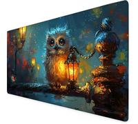 Mouse Mat White Mouse Pad Owl Gaming Desk Mat Large 900x500x3mm, Non-Slip Rubber Base, Waterproof Surface, Stitched Edges, Pretty Mousepad for Office and Home Laptop, Desk Accessories For Women K7-673