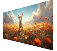 Mouse Mat White Mouse Pad Rabbit Gaming Desk Mat Large 900x300x3mm, Non-Slip Rubber Base, Waterproof Surface, Stitched Edges, Pretty Cute Mousepad for Office and Home Laptop, Desk Accessories K7-439