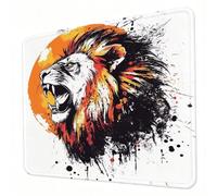 Mouse Mat, White Mouse Pad, Washable Small Mousepad Lion Mousemat with Non-Slip Base Computer Gaming Mousepad Portable Office Desk Accessories for Laptop Working Studying Gaming, 230 x 180 x 3mm J0-57