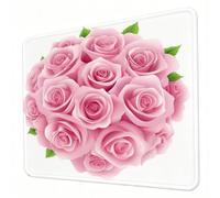 Mouse Mat, White Mouse Pad, Washable Small Mousepad Rose Mousemat with Non-Slip Base Computer Gaming Mousepad Portable Office Desk Accessories for Laptop Working Studying Gaming, 340 x 280 x 3mm J0-54
