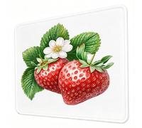 Mouse Mat, White Mouse Pad, Washable Small Mousepad Strawberry Mousemat with Non-Slip Base Gaming Mousepad Portable Office Desk Accessories for Laptop Working Studying Gaming, 340 x 280 x 3mm J0-35