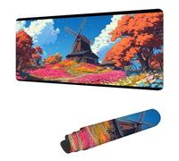 Mouse Mat Windmill Mouse Pad Large 500 x 250 x 3 mm XXL Mousepad with Stitched Edges and Non-Slip Rubber Base, Improves Speed and Precision Gaming Mousemat Flower for Home Office Decor, Gifts H-5132