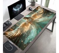 Mouse Mat Wing Large Gaming Mouse Pad Green Stitched Edges, Mousepad Non Slip Rubber Base, Waterproof Soft Cloth, Computer Accessories for Office Decoration, Gifts 1000x400x3mm PjY9546 V-S