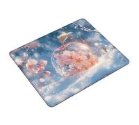 Mouse Mat Winter Small Mouse Pad 24 x 20 cm Gaming Mousepad Flower Waterproof Desk Mat with Stitched Edge, Desk Accessories Mousemat with Non-Slip Rubber Base for Office, Gaming, Home, Gifts S0-97