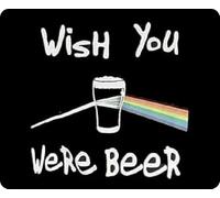 MOUSE MAT - WISH YOU WERE BEER - rectangular mousemat pink floyd dark side of the moon album inspired design