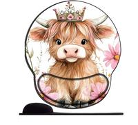 Mouse Mat with Wrist Support Cute highland cow wearing a crown Ergonomic Mouse Pad with Silicone Comfort Gel Gaming Mousepad with Non-Slip PU Base for Computer Laptop Office&Home