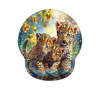 Mouse Mat with Wrist Support, Ergonomic Mouse Pad Wrist Support and Non-Slip PU Base, Durable, Washable, Gaming Mat for PC Laptop Computer Optical and Laser Mice - Leopard Z-O6