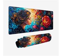 Mouse Mat Woman Mouse Pad Large 900x500mm, Desk Mat Flower Mousepad, Desk Pad with Non-Slip Base, Extended Waterproof Mousemat, Stitched Edges Keyboard Matt, Office Accessories, Gifts for Women H2-701