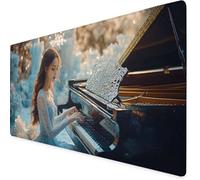 Mouse Mat Woman Mouse Pad Piano Gaming Desk Mat Large 1000x500x3mm, Non-Slip Rubber Base, Waterproof Surface, Stitched Edges, Pretty Cute Mousepad for Office and Home Laptop, Desk Accessories K7-787