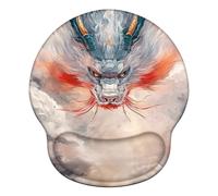 Mouse Mat Wrist Support, Ergonomic Mouse Mat with Memory Foam, Mice Pad with Anti-slip Rubber Base, Washable & Durable Surface for Computer, Laptop, Office, Home, 251 x 226 mm, Dragon Cloud X#1640