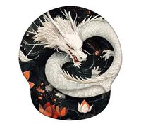 Mouse Mat Wrist Support, Ergonomic Mouse Mat with Memory Foam, Mice Pad with Anti-slip Rubber Base, Washable & Durable Surface for Computer, Laptop, Office, Home, 251 x 226 mm, Dragon Lotus X#1639