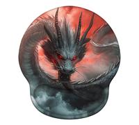 Mouse Mat Wrist Support, Ergonomic Mouse Mat with Memory Foam, Mice Pad with Anti-slip Rubber Base, Washable & Durable Surface for Computer, Laptop, Office, Home, 251 x 226 mm, Dragon Cloud X#1528