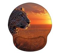 Mouse Mat Wrist Support, Ergonomic Mouse Mat with Memory Foam, Mice Pad with Anti-slip Rubber Base, Washable & Durable Surface for Computer, Laptop, Office, Home, 251x226mm, Leopard Grassland X#1459