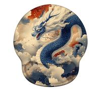 Mouse Mat Wrist Support, Ergonomic Mouse Mat with Memory Foam, Mice Pad with Anti-slip Rubber Base, Washable & Durable Surface for Computer, Laptop, Office, Home, 251 x 226 mm, Blue Dragon X#1844