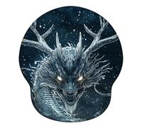 Mouse Mat Wrist Support, Ergonomic Mouse Mat with Memory Foam, Mice Pad with Anti-slip Rubber Base, Washable & Durable Surface for Computer, Laptop, Office, Home, 251 x 226 mm, Dragon Abstract X#1603