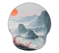 Mouse Mat Wrist Support, Ergonomic Mouse Mat with Memory Foam, Mice Pad with Anti-slip Rubber Base, Washable & Durable Surface for Computer, Laptop, Office, Home, 251 x 226 mm, Landscape China X#335