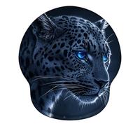Mouse Mat Wrist Support, Ergonomic Mouse Mat with Memory Foam, Mice Pad with Anti-slip Rubber Base, Washable & Durable Surface for Computer, Laptop, Office, Home, 251 x 226 mm, Blue Leopard X#658