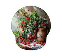 Mouse Mat Wrist Support, Gel Ergonomic Mouse Pads, Mousepad Wrist Rest with Non-Slip PU Base, Waterproof Surface Mousemat Wrist Support for Computer, Laptop, Office,Home and Travel - Strawberry Z-O113