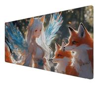 Mouse Mat XXL 1000x500x3mm Desk Mat, Gaming Mouse Pad Improved Precision And Speed Rubber Base for Stable Grip on Smooth Surfaces Non Slip, Waterproof, Tightly Stitched Edges Durable (Elf fox) Z-487