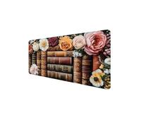 Mouse Mat XXL 1600 x 800 x 3mm, Gaming Mouse Pad Book Desk Mat Stitched Edges, Mousepad Computer Mousemat Keyboard Pad for Desk Mousepad with Non-Slip Base for Office, PC, Home, Laptop (Flower) D1-822