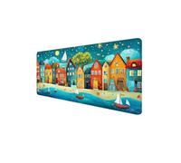 Mouse Mat XXL 1600 x 800 x 3mm, Gaming Mouse Pad Paintings Desk Mat Stitched Edges, Mousepad Computer Mousemat Keyboard Pad for Desk Mousepad with Non-Slip Base for Office, PC, Laptop (House) D1-248