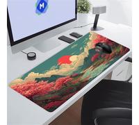 Mouse Mat XXL 47.2x23.6x0.12 inch Large Mouse Pad Extended Gaming Mousepad Non-Slip Desk Mat with Stitched Edges Big Keyboard Pad for Laptop, PC, Office, Home (Red Sun Rivers)