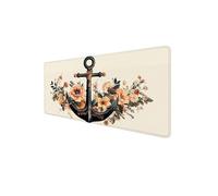 Mouse Mat XXL 600 x 300 x 3mm, Gaming Mouse Pad Flower Desk Mat Stitched Edges, Mousepad Computer Mousemat Keyboard Pad for Desk Mousepad with Non-Slip Base for Office, Home, Laptop (Anchor) D1-358