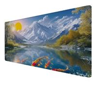 Mouse Mat XXL 600x300x3mm Desk Mat, Gaming Mouse Pad Improved Precision And Speed Rubber Base for Stable Grip on Smooth Surfaces Non Slip, Waterproof, Tightly Stitched Durable (landscape Koi) Z-501