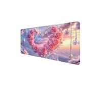 Mouse Mat XXL 700 x 300 x 3mm, Gaming Mouse Pad Love Desk Mat Stitched Edges, Mousepad Computer Mousemat Keyboard Pad for Desk Mousepad with Non-Slip Base for Office, PC, Home, Laptop (Rose) D1-264