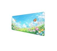 Mouse Mat XXL 700 x 400 x 3mm, Gaming Mouse Pad Flowersa Desk Mat Stitched Edges, Mousepad Computer Mousemat Keyboard Pad Mousepad with Non-Slip Base for Office, PC, Home, Laptop (Butterfly) D1-328