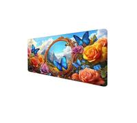 Mouse Mat XXL 700 x 400 x 3mm, Gaming Mouse Pad Rose Desk Mat Stitched Edges, Mousepad Computer Mousemat Keyboard Pad for Desk Mousepad with Non-Slip Base for Office, Home, Laptop (Butterfly) D1-774