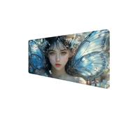 Mouse Mat XXL 800 x 400 x 3mm, Gaming Mouse Pad Butterfly Desk Mat Stitched Edges, Mousepad Computer Mousemat Keyboard Pad for Desk Mousepad with Non-Slip Base for Office, PC, Laptop (Woman) D1-300