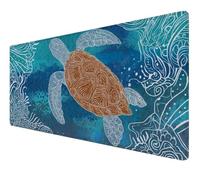 Mouse Mat XXL 800x400x3mm Desk Mat, Gaming Mouse Pad Improved Precision And Speed Rubber Base for Stable Grip on Smooth Surfaces Non Slip, Waterproof, Tightly Stitched Durable (blue Sea turtles) Z-589