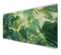Mouse Mat XXL 800x400x3mm Desk Mat, Gaming Mouse Pad Improved Precision And Speed Rubber Base for Stable Grip on Smooth Surfaces Non Slip, Waterproof, Tightly Stitched Durable (green plant) Z-662