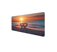 Mouse Mat XXL 900 x 400 x 3mm, Gaming Mouse Pad Love Desk Mat Stitched Edges, Mousepad Computer Mousemat Keyboard Pad for Desk Mousepad with Non-Slip Base for Office, PC, Home, Laptop (Beach) D1-68