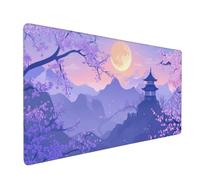 Mouse Mat XXL,Mouse Pad XXL Extra Large Mousepad Gaming Computer Keyboard 700x300mm Smooth Water-Resistant Surface Anti-Slip Rubber Base Soft Cloth for Home Office Gamer Purple Mountain Tower A1577