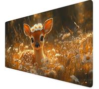 Mouse Mat Yellow Gaming Mouse Pad 1000X500X3mm XXL Extended Desk Mat, Keyboard Mousepad Deer, Water-Resistant Surface And Non-Slip Base Mousemat, Gaming Office Desk Accessories, Gifts for Women F1-336