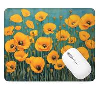 Mouse Mat Yellow Gaming Mouse Pad 300 x 250 x 3 mm, Stitched Edges, Q-4703 | with Anti-Slip Rubber Base Stitched Edges Keyboard Mousepad Poppy, for Gaming Home Office, Improves Speed and Precision
