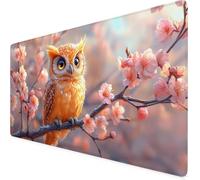 Mouse Mat Yellow Gaming Mouse Pad 39.3x19.6in XXL Extended Desk Mat,Keyboard Mousepad Owl,Water-Resistant Surface And Non-Slip Base Mousemat for Gaming Office Desk Accessories,Gifts for Women F1-177