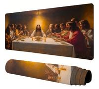 Mouse Mat Yellow Large Gaming Mouse Pad 32x12x0.12inch Mousepad The Last Supper Desk Mat Extended Waterproof con Non-Slip Rubber Base Mousemat Desk Accessories for Office Gaming, Gift for Women J1-808