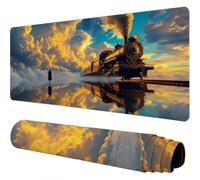 Mouse Mat Yellow Large Gaming Mouse Pad 32x12x0.12inch Mousepad Train Desk Mat Extended Waterproof con Non-Slip Rubber Base Precision and Speed Desk Accessories for Office Gaming, Gift Women J1-778