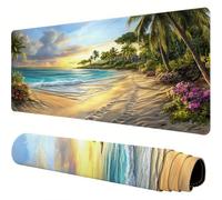 Mouse Mat Yellow Large Gaming Mouse Pad 47x24x0.12inch Mousepad Beach Desk Mat Extended Waterproof con Non-Slip Rubber Base Precision and Speed Desk Accessories for Office Gaming, Gift Women J1-330