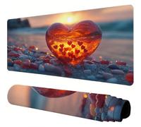 Mouse Mat Yellow Large Gaming Mouse Pad 56x24x0.12inch Mousepad Love Desk Mat Extended Waterproof con Non-Slip Rubber Base Precision and Speed Desk Accessories for Office Gaming, Gift for Women J1-58