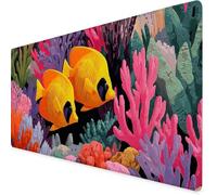 Mouse Mat Yellow Mouse Pad Fish Gaming Desk Mat Large 1000x500x3mm, Non-Slip Rubber Base, Waterproof Surface, Stitched Edges, Pretty Cute Mousepad for Office and Home Laptop, Desk Accessories K7-265