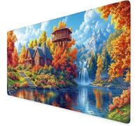 Mouse Mat Yellow Mouse Pad House Gaming Desk Mat Large 900x500x3mm, Non-Slip Rubber Base, Waterproof Surface, Stitched Edges, Pretty Cute Mousepad for Office and Home Laptop, Desk Accessories K7-151