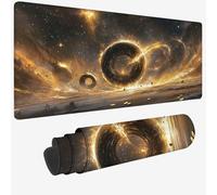 Mouse Mat Yellow Mouse Pad Large 23.6x11.8x0.12 XXL Waterproof Desk Matt with Stitched Edges and Non-Slip Rubber Base, Extended Gaming Mousemat Starry Sky Keyboard Mat, Gaming Office Desk Decor W-336