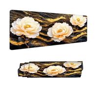 Mouse Mat Yellow Mouse Pad Large 70 x 40 cm XXL Mousepad with Stitched Edges and Non-Slip Rubber Base Keyboard Desk Pad, Improves Speed and Precision Gaming Mousemat Flower, Home Office Decor H-6621