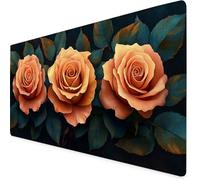 Mouse Mat Yellow Mouse Pad Rose Gaming Desk Mat Large 1000x500x3mm, Non-Slip Rubber Base, Waterproof Surface, Stitched Edges, Pretty Cute Mousepad for Office and Home Laptop, Desk Accessories K7-481