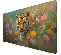 Mouse Mat Yellow Mouse Pad Tiger Gaming Desk Mat Large 1000x500x3mm, Non-Slip Rubber Base, Waterproof Surface, Stitched Edges, Pretty Cute Mousepad for Office and Home Laptop, Desk Accessories K7-211